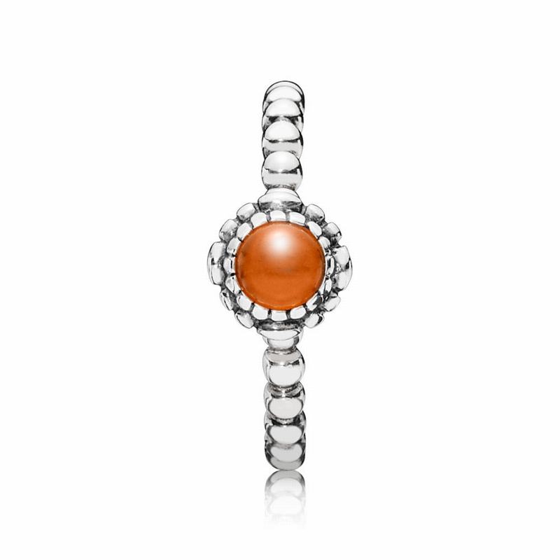 Pandora Birthday Blooms Ring July Ireland - Sterling Silver/Orange/Carnelian - 672098UXK